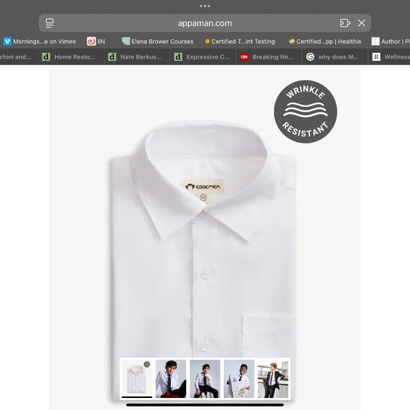 APPAMAN PREMIUM WHITE STANDARD BUTTON DOWN SHORT SZ: 14 - Picture 8 of 9